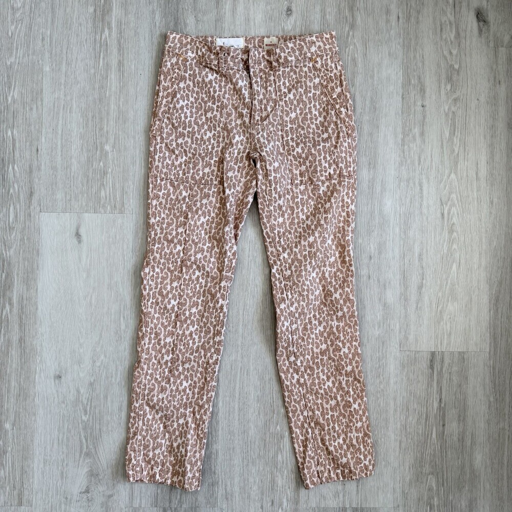 ANTHROPOLOGIE Crop Pants Mid-Rise Pilcro The Wanderer Leopard Print Women 26